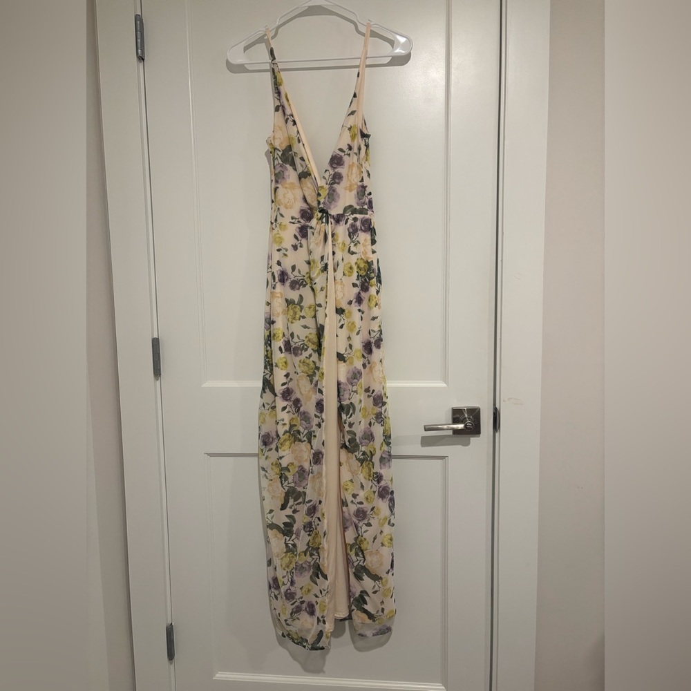 Abercrombie & Fitch Floral Mesh Twist Wrap Maxi Dress